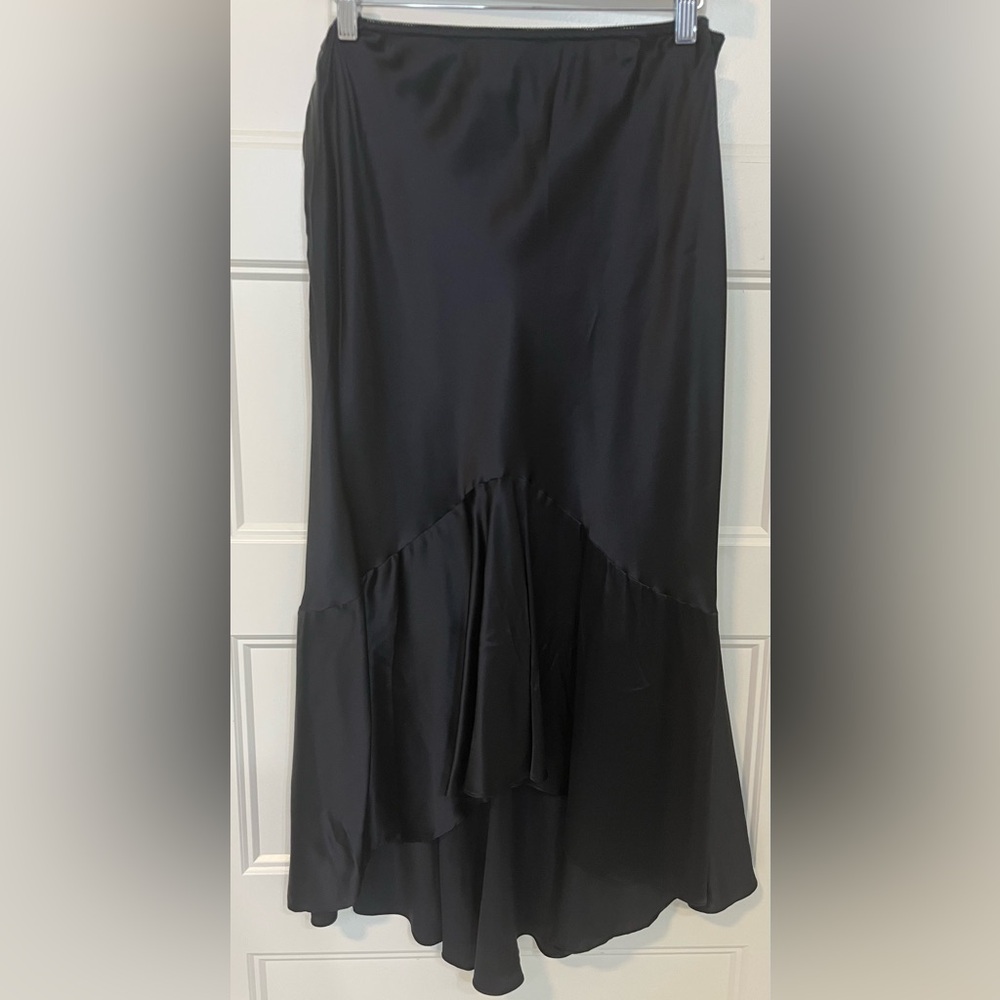 White Wash Silk Asymmetrical Black Skirt